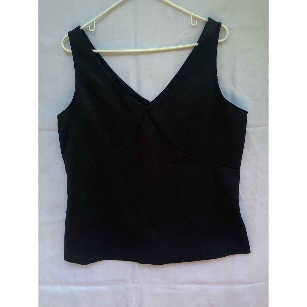 Everlane Black Sleeveless V-Neck Side Zip Tank Top XXL Minimalist Structured Fit